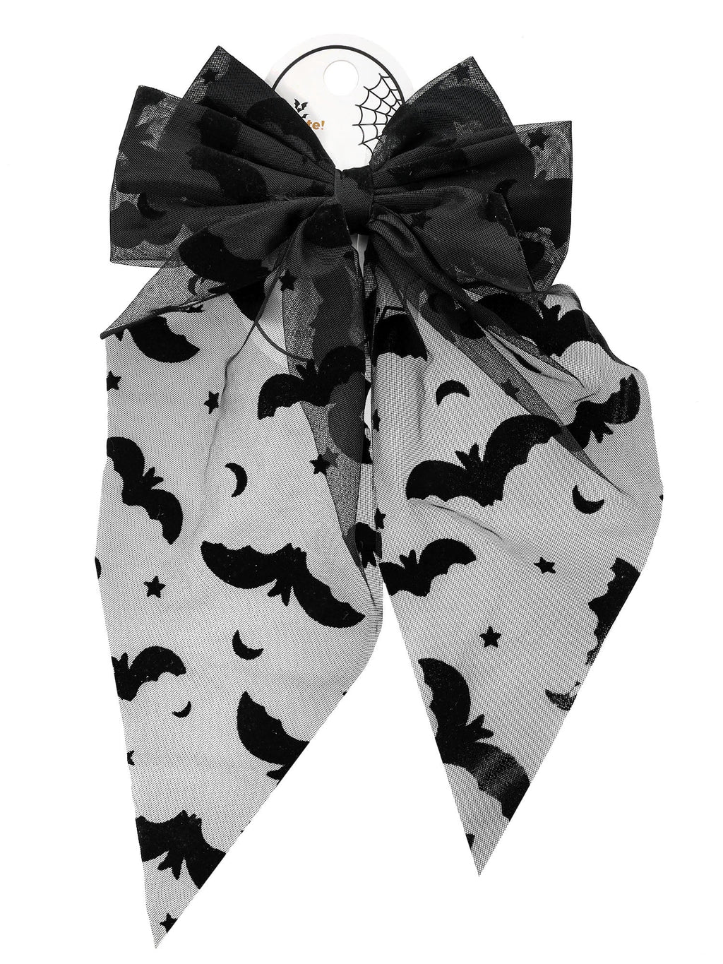 Way to Celebrate Halloween Women's Sheer Bat Hair Bow, Black, 1 Piece, Barrette Hair Clip
