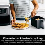 Ninja Foodi 10 QT 6-in-1 DualZone Smart XL Air Fryer, 2 Independent 5 QT Baskets, Grey - DZ550