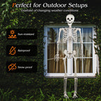 Costway 5.4 FT Halloween Skeleton Decoration Life Size Large Skeleton with Posable Joints 64.5 Inches Ivory White