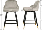 EiweLive Counter Height Swivel Bar Stools With Back, Gray Velvet, Set Of 4 - 25 in