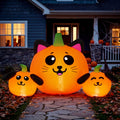 Joyfy 7 ft Halloween Inflatable Long Pumpkin with Witch's Cat Decorations Inflatables with Build-in LEDs, Halloween Decor Outdoor Blow Up Yard Decorations