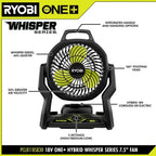 RYOBI Limited Edition 18V ONE+ Hybrid WHISPER SERIES 7-1/2 in. Fan Kit
