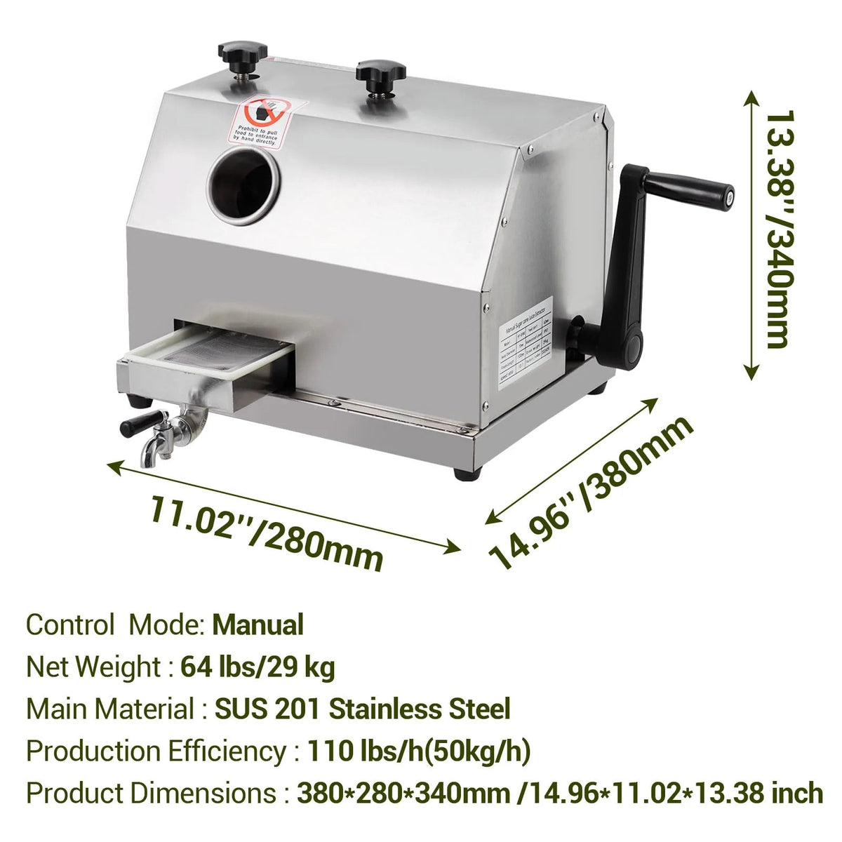 Manual Sugar Cane Juicer Press With 3 Stainless Steel Drums And 2.4-inch Inlet - tyhKjrfgqYNcnM4UXaMknwJZFFU4O