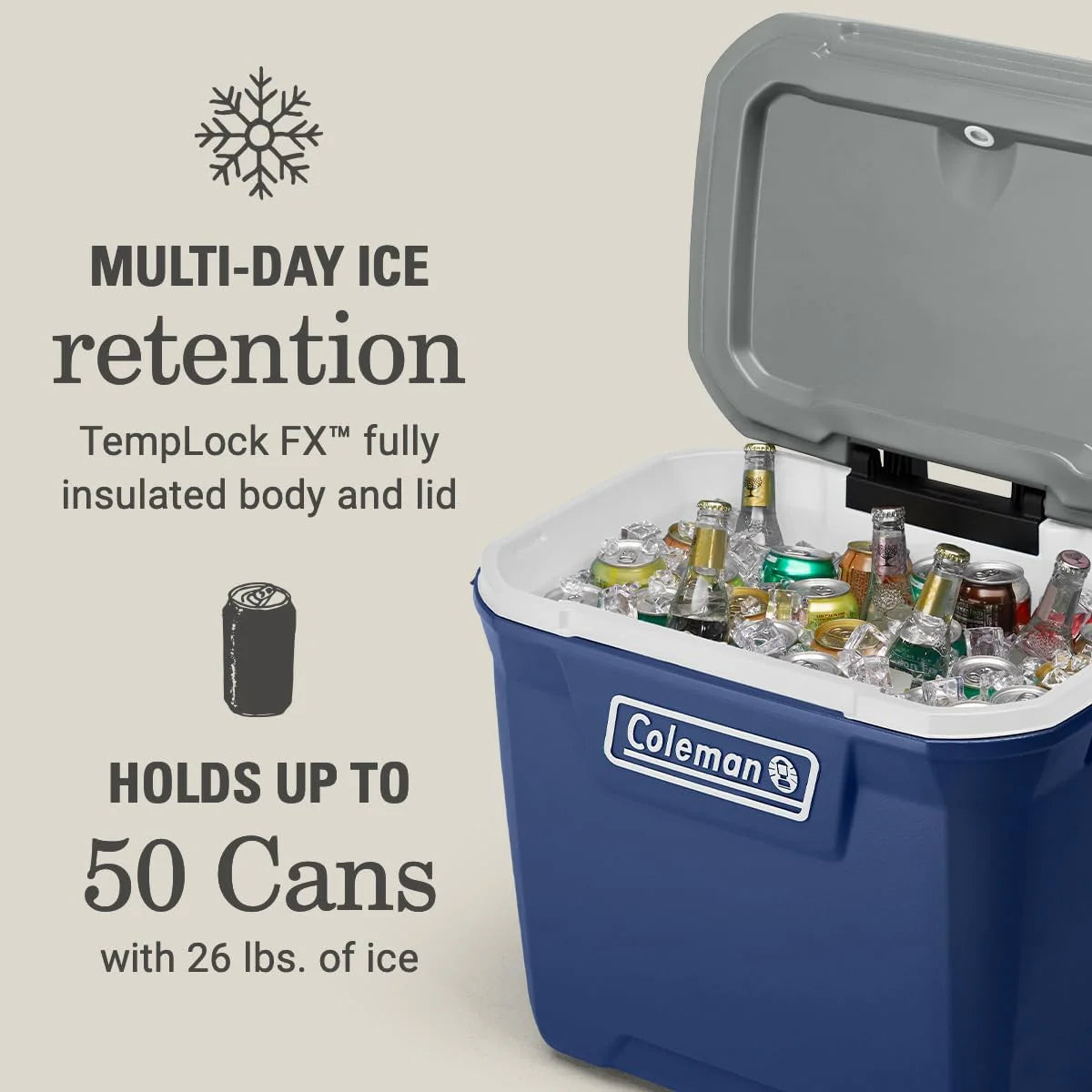 Coleman Classic Series Insulated Wheeled Cooler, 100-Quart, Rock Grey - Wheeled