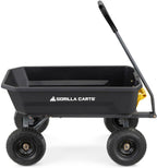 Poly Dump Garden Cart With No-Flat Tires And Serrated Shovel, 7 Cubic Feet, 1,200 lb Capacity, Black