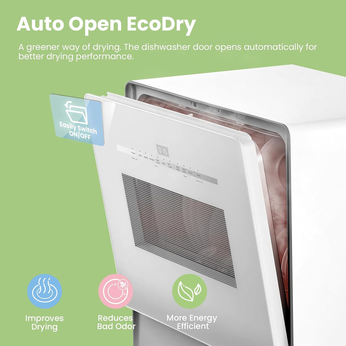 COMFEE' Portable Countertop Dishwasher, 5L Built-In Water Tank, 6 Programs, White - CDC17P0AWB