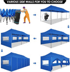 COBIZI 10x20 Heavy Duty Pop-Up Canopy Tent With 6 Sidewalls - Black