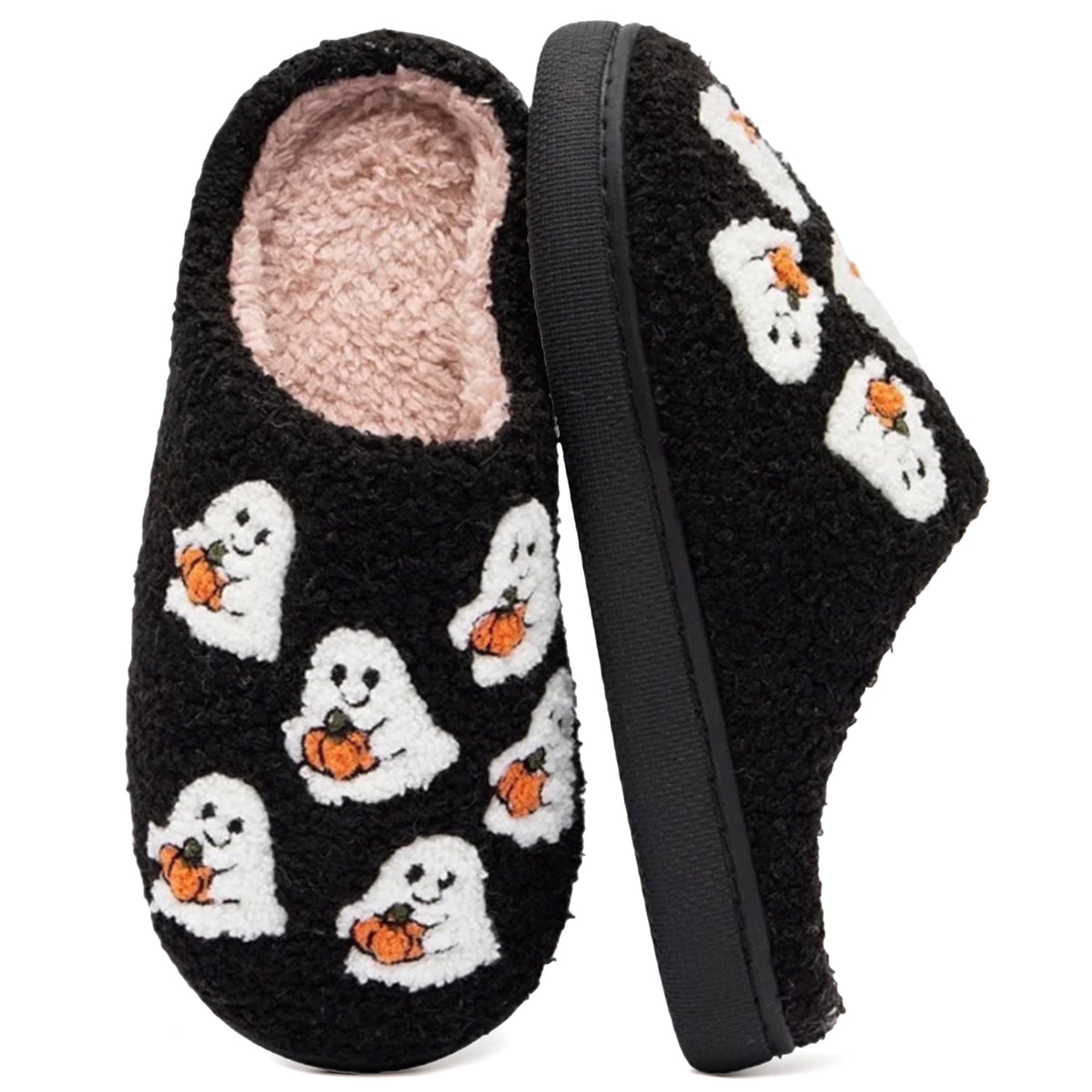 BERANMEY Halloween Slippers for Women Perfect Soft Plush Comfy Warm Slip-On Cute Womens Slippers Indoor Fluffy House Slippers for Women and Men Non-slip Fuzzy Flat Slides