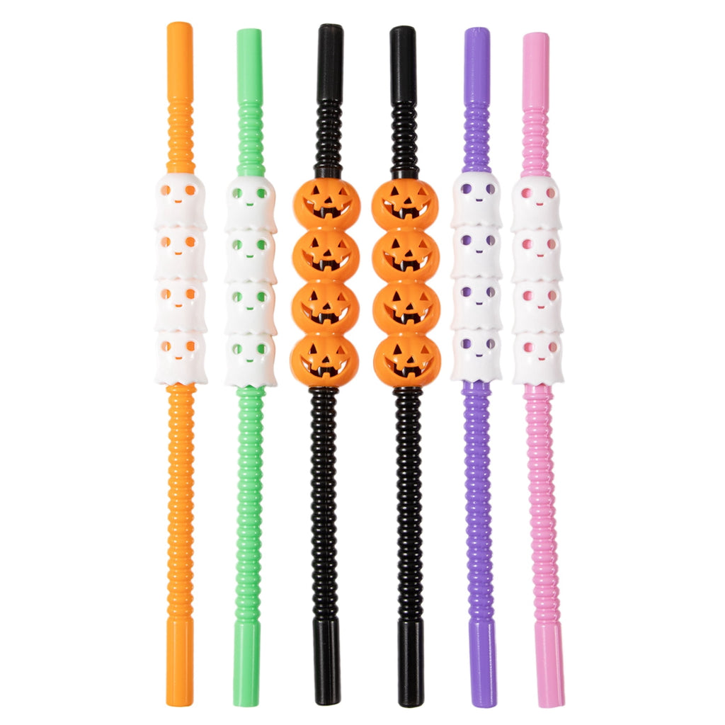 Jack-o'-Lanterns and Ghosts Plastic Straws, Multicolor, 8 Pieces, Halloween by Way To Celebrate
