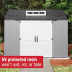 Rubbermaid Resin Outdoor Storage Shed With Floor, 7 x 7 Ft, Gray