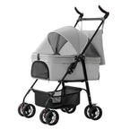 iMounTEK 4-Wheel Foldable Pet Stroller With Removable Liner And Storage Basket - Gray