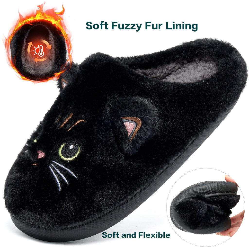 Ecetana Women's Cute Fuzzy Slippers Comfort Faux Fur Memory Foam Non-Slip House Slippers for Women