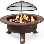 SUNCREAT 42-Inch Wood Burning Patio Fire Pit, Black, 42.1 Inch Diameter x 25.2 Inch High