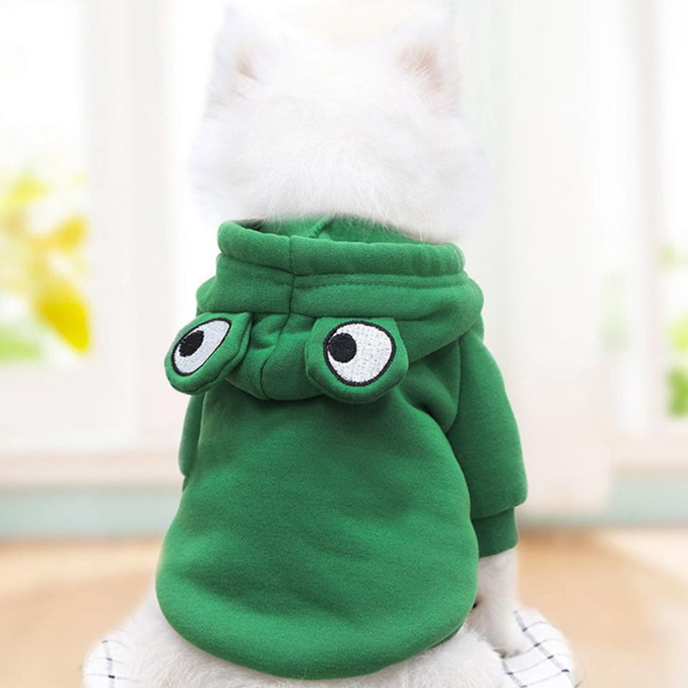 Winter Warm Plush Dog Coat Hoodie, Pet Halloween Frog Cosplay Costume for Small Dogs