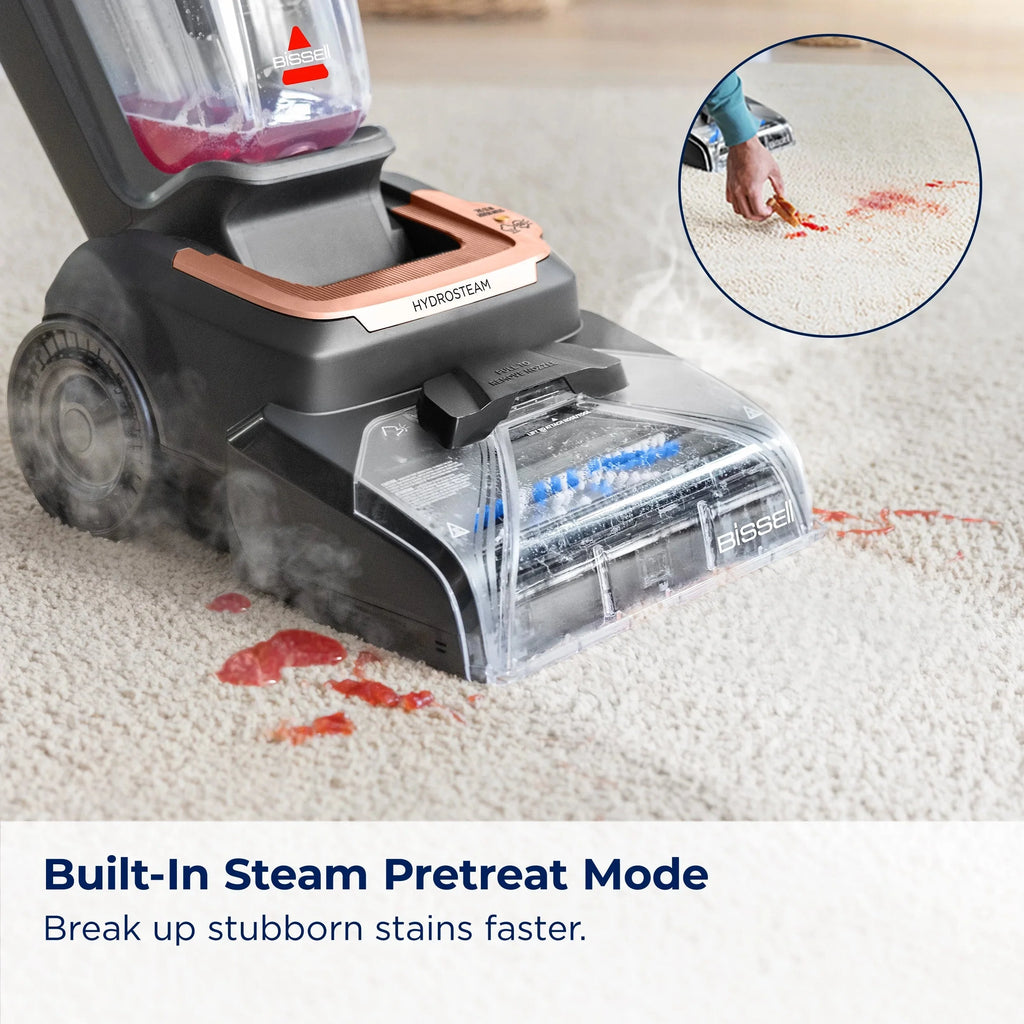 BISSELL Revolution HydroSteam Upright Carpet Cleaner, 1-Gallon Tank, 7-Foot Hose, 4-Inch Tool, Black & Copper - 4117