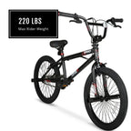 Hyper Bicycles Boys Spinner BMX Bike, 20 inch, Black, Steel Frame - HYP-T20-1100