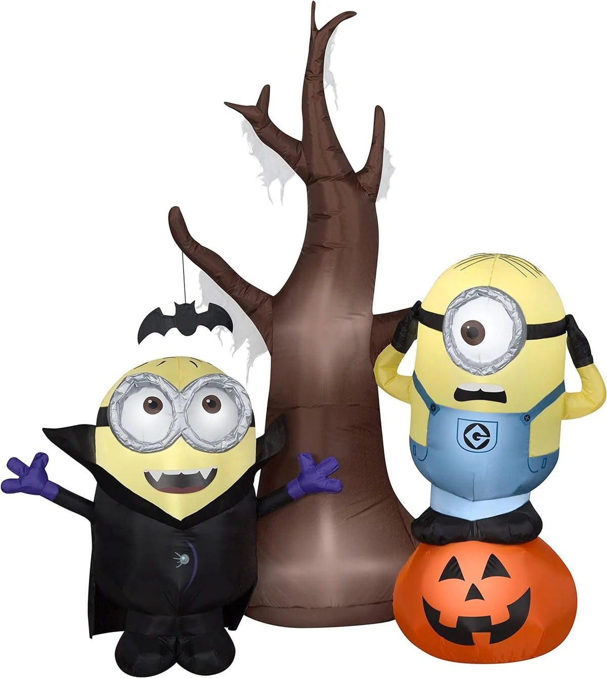 Gemmy Minions Halloween Airblown Inflatable With Tree And Pumpkin Scene, 53.94 x 36.61 x 66.14 Inches - 224243