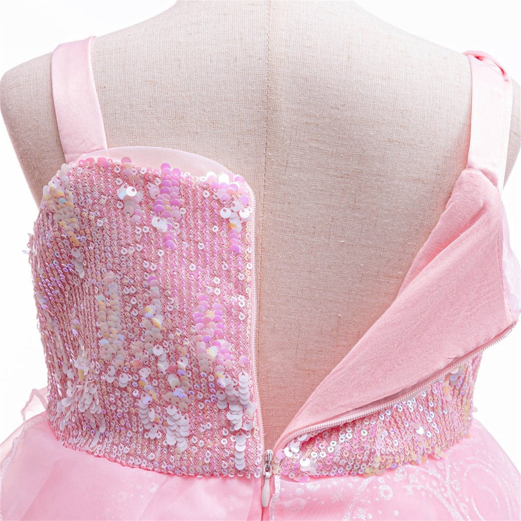 HAWEE Dress Costume for Girls, Pink Tulle and Sequin Dress for Kids Christmas Halloween Cosplay Costumes