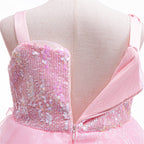 HAWEE Dress Costume for Girls, Pink Tulle and Sequin Dress for Kids Christmas Halloween Cosplay Costumes