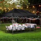 COBIZI 10x20 Heavy Duty Pop-Up Canopy Tent With 6 Sidewalls - Black