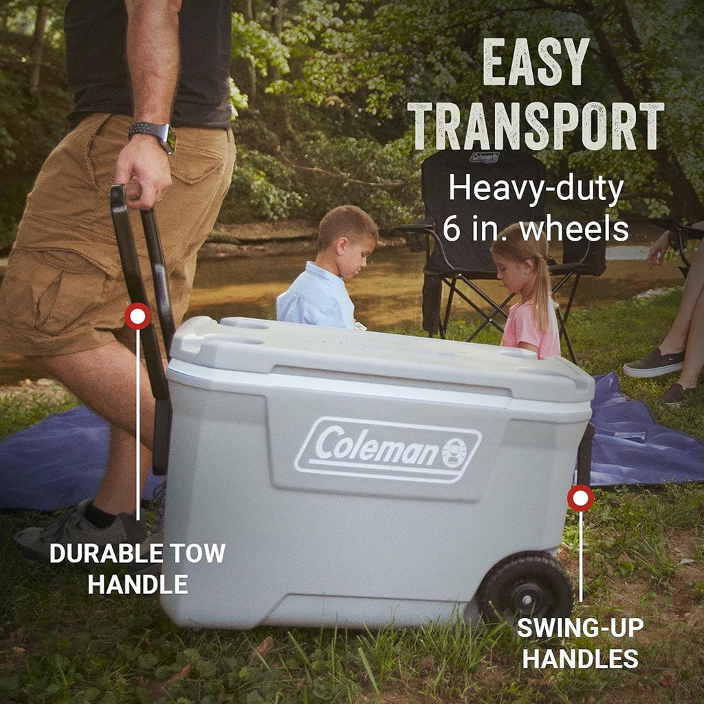 Coleman Classic Series Insulated Wheeled Cooler, 100-Quart, Rock Grey - Wheeled