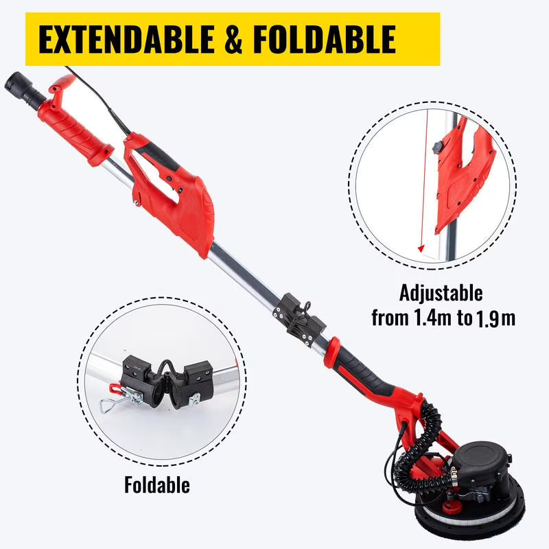 VEVOR Electric Drywall Sander 850W With LED Strip Light, Vacuum Bag And Telescope Handle