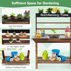 DORTALA Kids Potting Bench Mud Kitchen, Fir Wood, 4 Pots, 28 x 16 x 36 in