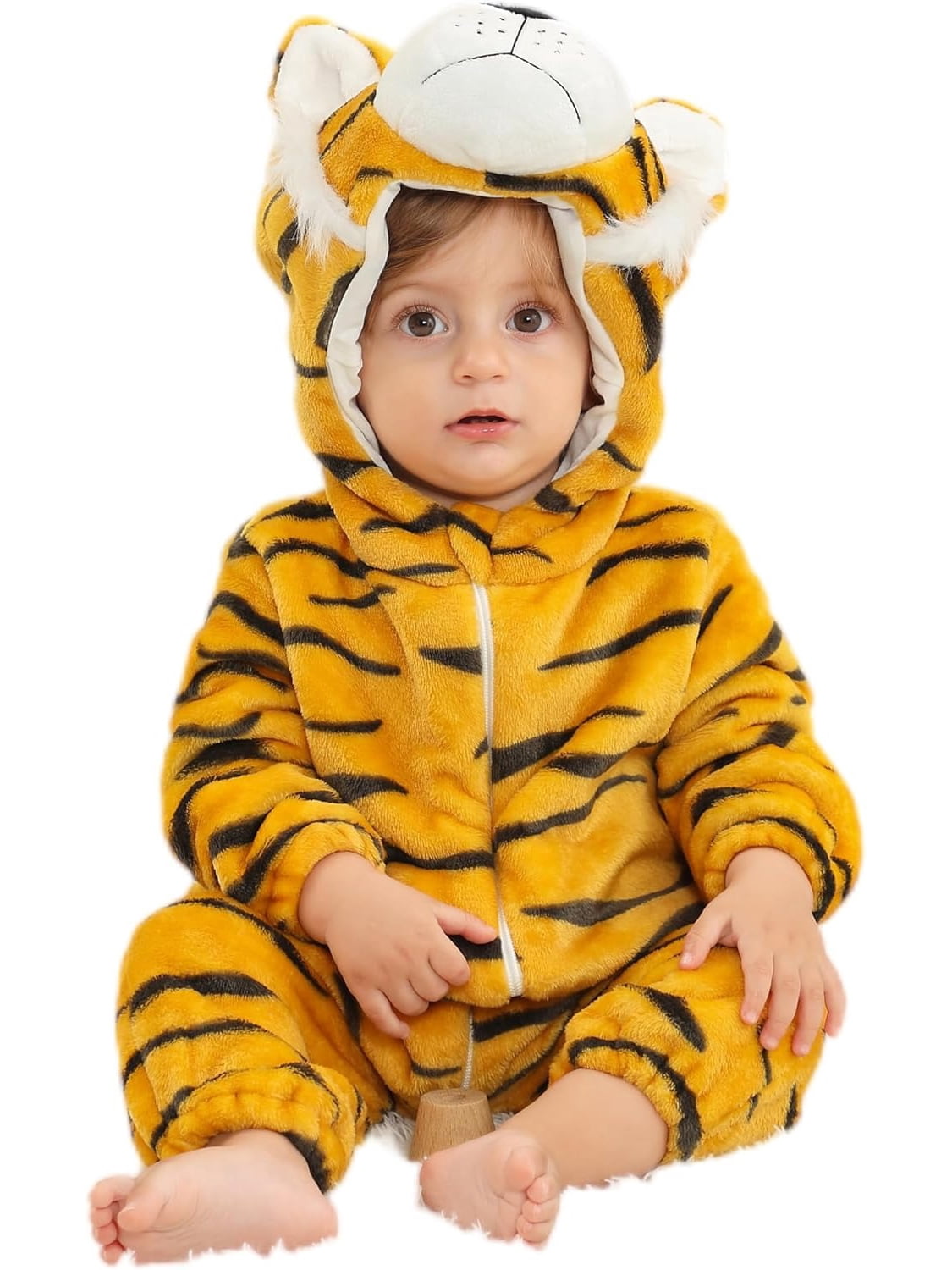 WIBACKER Infant Toddler Dinosaur Animal Fancy Dress Costume Baby Winter Flannel Hooded Romper Christmas Halloween Cosplay Jumpsuit