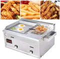 VONZOER Commercial Gas Griddle And Deep Fryer Combo, 2-Burner Stainless Steel, 70x38.5x51cm