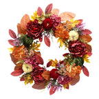 Peonies and Hydrangeas Wreath, Multicolor, 24", Fall by Way To Celebrate