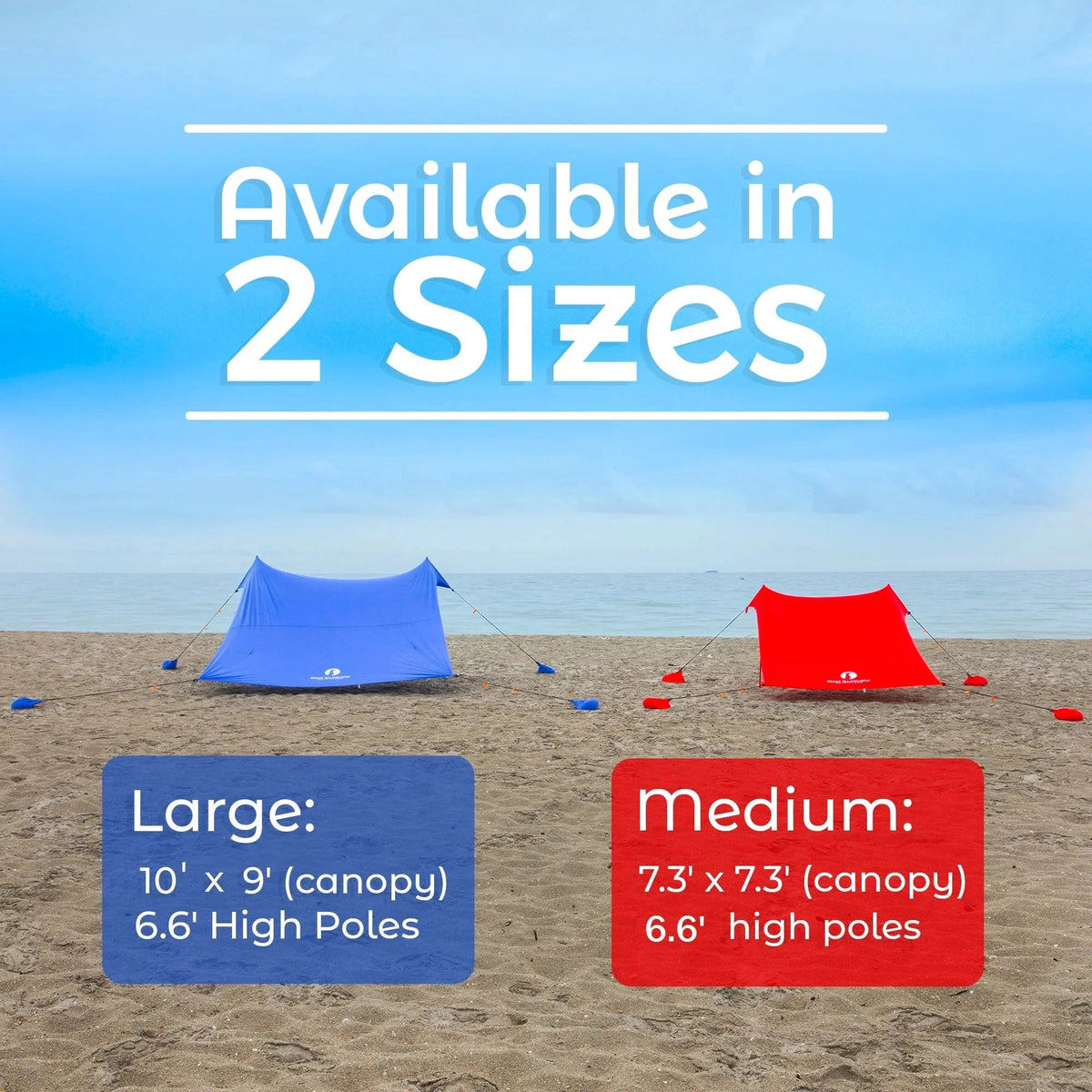 Red Suricata Orange Family Beach Sun Shade Canopy Tent With Sand Anchors - V6