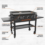 Blackstone 4-Burner 36 in Griddle Cooking Station With Side Shelves
