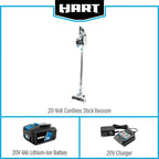 HART 20V Cordless Stick Vacuum Kit With 4.0Ah Lithium-Ion Battery