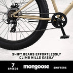 Mongoose Malus Adult Fat Tire Mountain Bike, 26-Inch Wheels, 4-Inch Tires, 7-Speed - R5714C