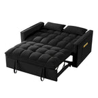 4-in-1 Velvet Pull-Out Sleeper Sofa Bed Loveseat With Reclining Backrest And 2 Side Pockets