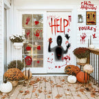 Toodour Halloween Bloody Window Clings Posters, Bloody Handprint Sticker Party Decoration for Haunted House Door Creepy School Dormitory Window