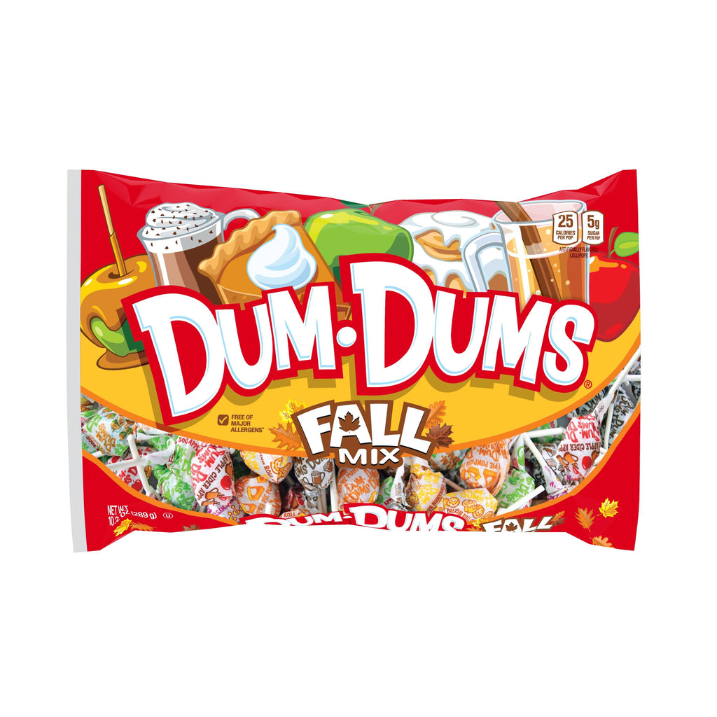Dum Dums Fall Mix Halloween Assorted Candy, Lollipops & Suckers, Hard Party Candy, 10.2oz Bag
