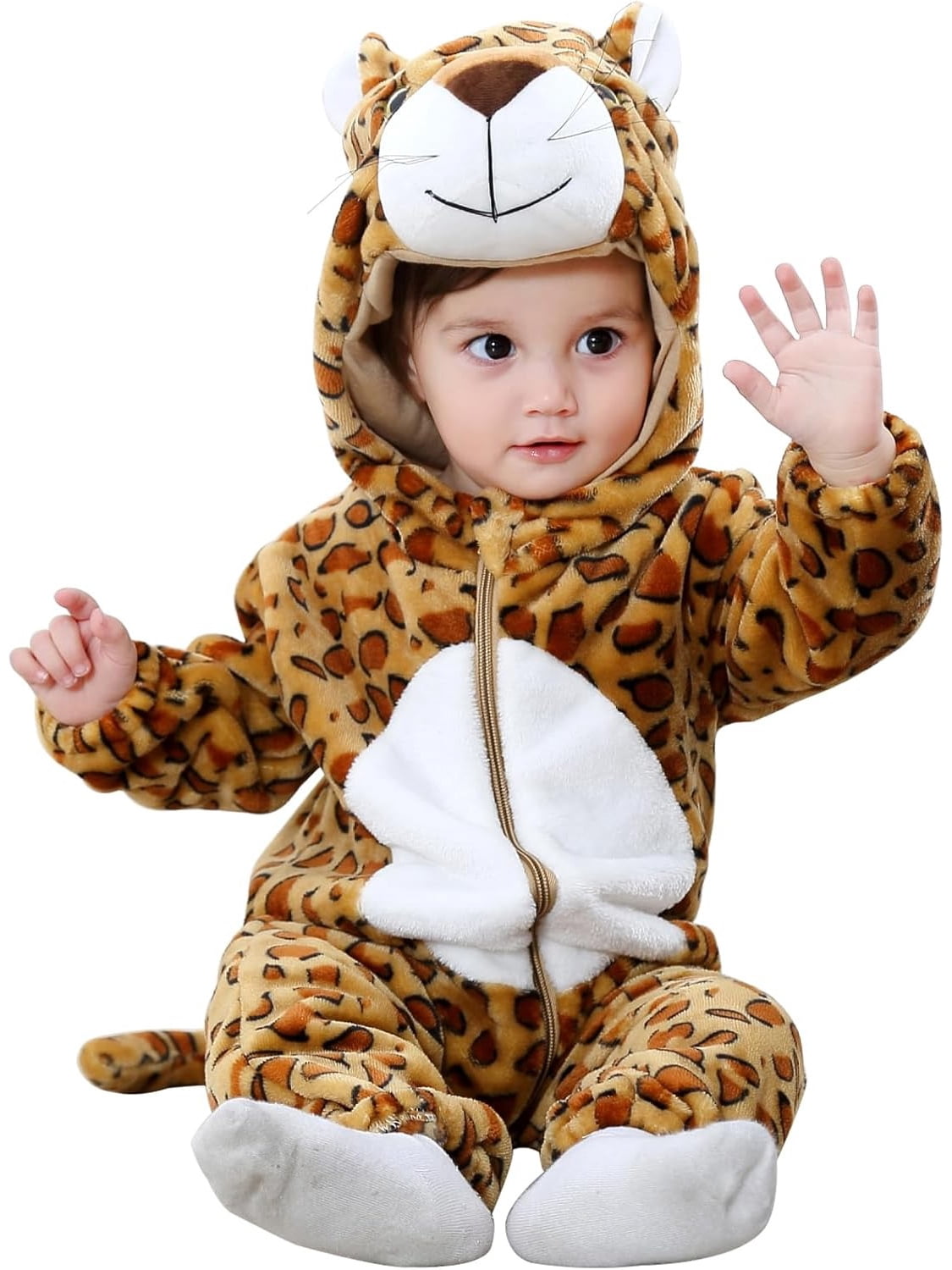 WIBACKER Infant Toddler Dinosaur Animal Fancy Dress Costume Baby Winter Flannel Hooded Romper Christmas Halloween Cosplay Jumpsuit