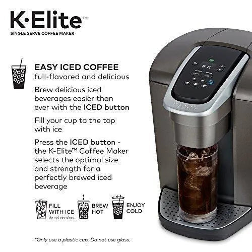 Keurig Single Serve K-Cup Pod Coffee Maker With Iced Coffee Capability, Brushed Slate - K-Elite