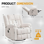 Korser Swivel Rocker Recliner Chair With Massage, Heating, USB Charging And Storage
