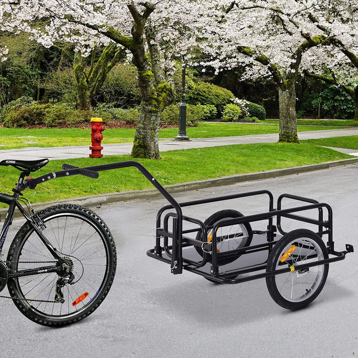 Aosom Foldable Bike Cargo Trailer, 80 lbs Capacity, 16 inch Wheels, Black - With Hitch