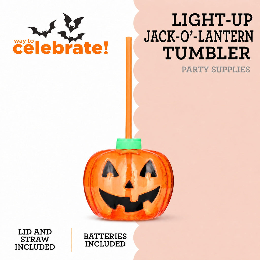 Light-Up Jack-o'-Lantern Tumbler, Multicolor, 15.9 oz, Halloween by Way To Celebrate