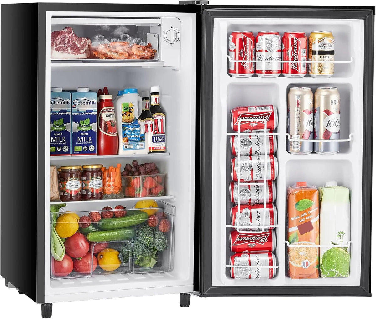Sweetcrispy 3.2 Cu. Ft. Single-Door Mini Refrigerator With Freezer, Black