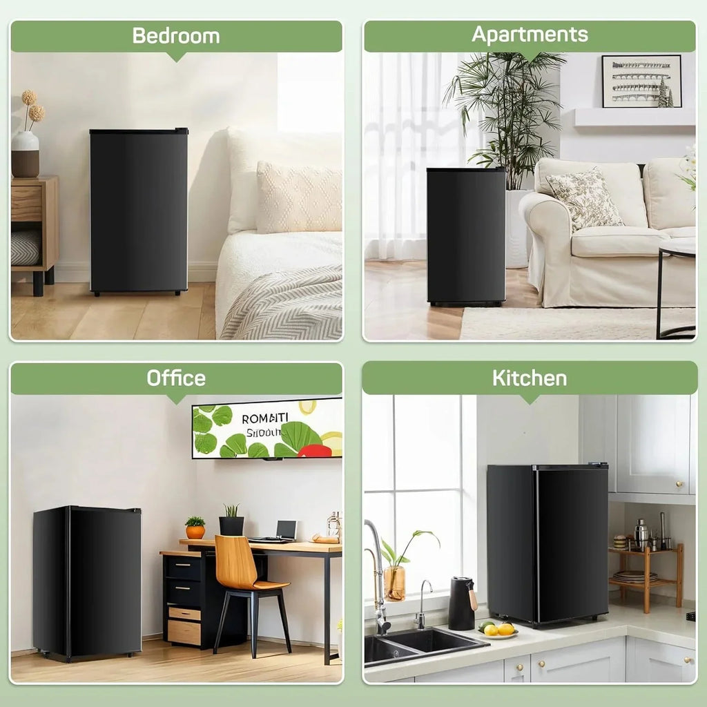 Mini Refrigerator With Internal Freezer, 3.2 Cu. Ft, Black, 17.5 x 17.7 x 31.5 in