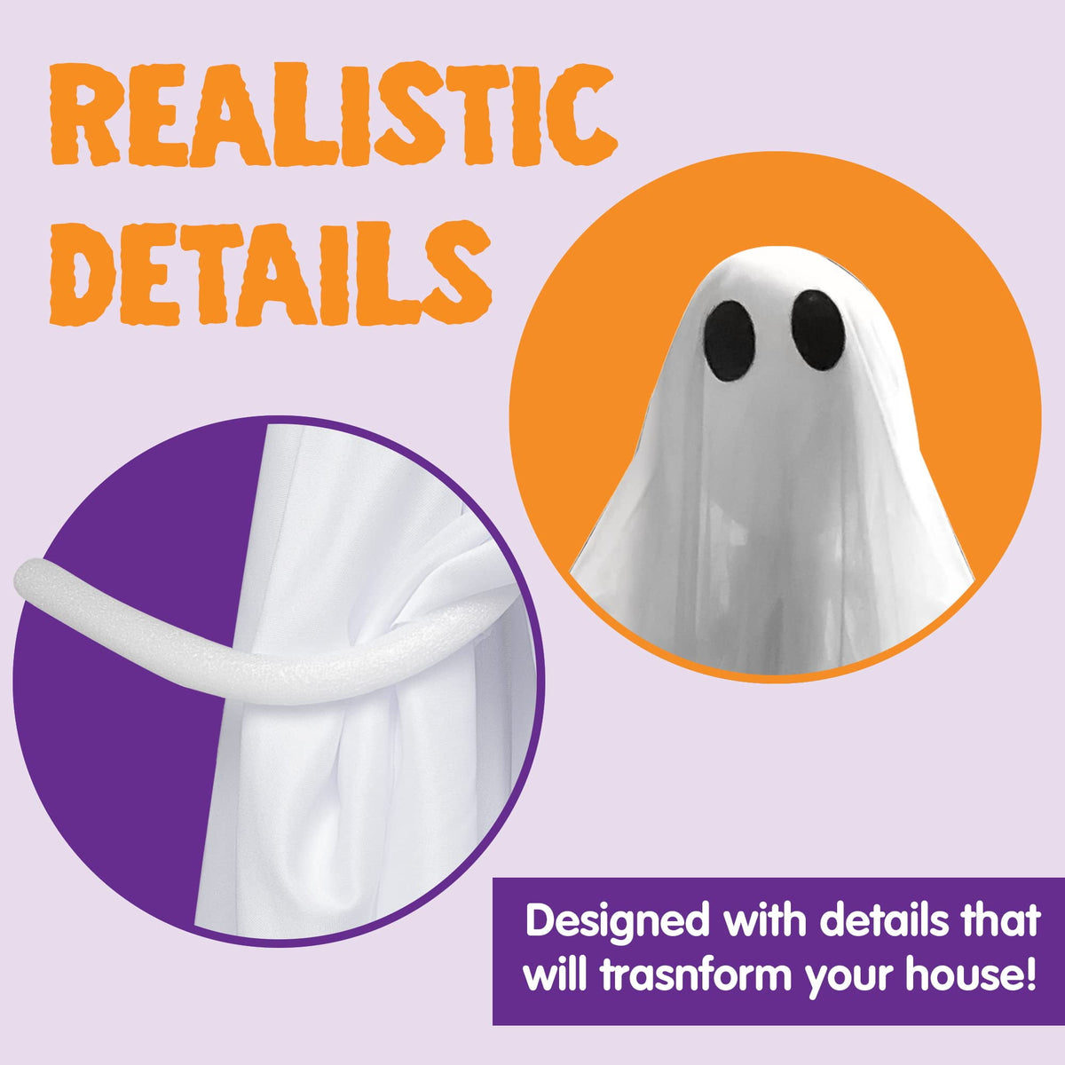 Joyfy 47" Halloween Hanging Light up Ghost Decorations Outdoor