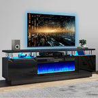 70 Inch TV Stand With 36 Inch Electric Fireplace And Adjustable Shelves