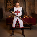 VZQI Men's Medieval Crusader Costume Set, Knights Templar Tunic with Belt for Halloween Renaissance Cosplay