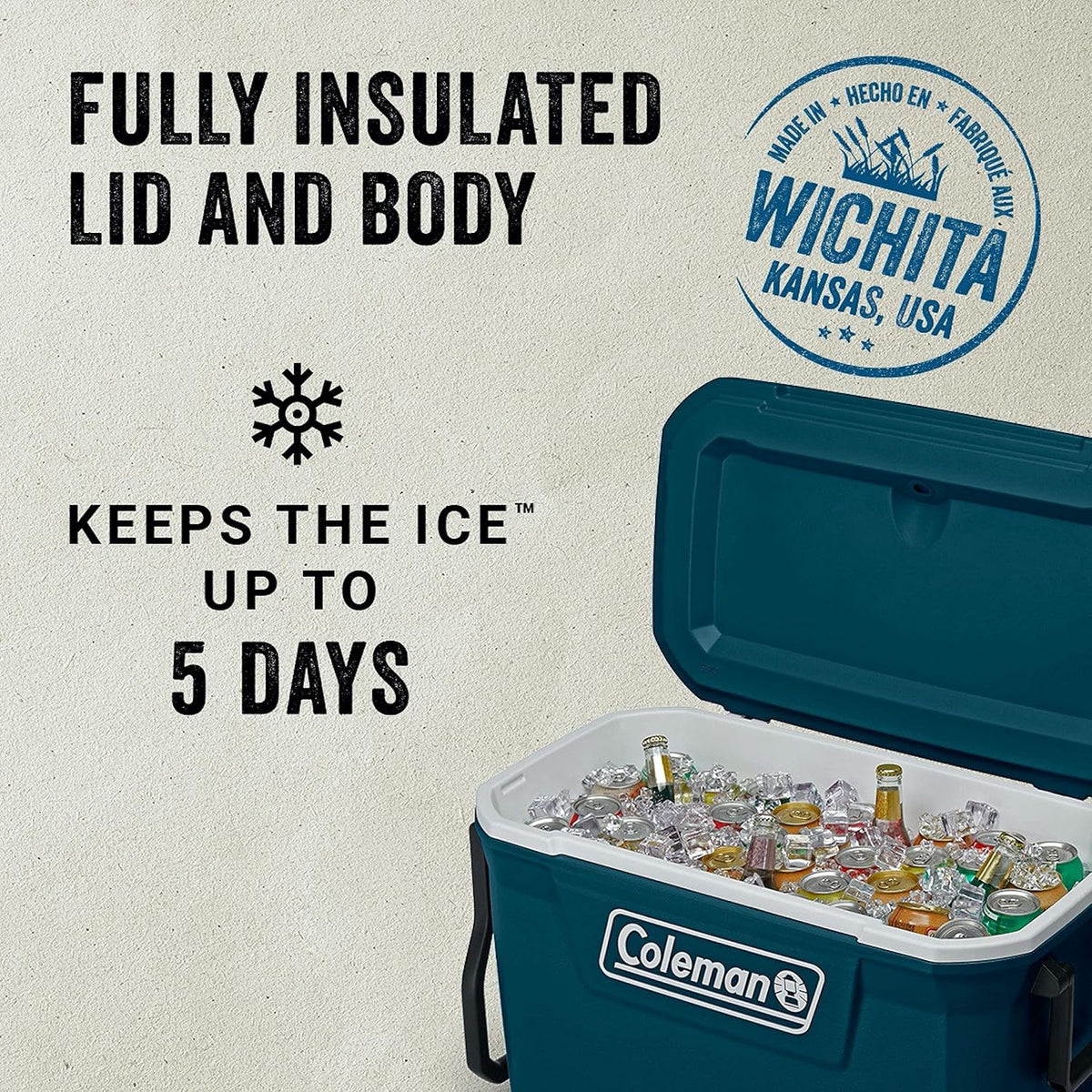 Coleman Classic Series Insulated Wheeled Cooler, 100-Quart, Rock Grey - Wheeled