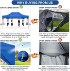COBIZI Pop-Up Canopy 10 x 15 ft Blue With 4 Sidewalls