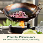 Cuisinart Outdoor Wok Station With Prep Table, 50,000 BTU, 14 inch Carbon Steel Wok - Black